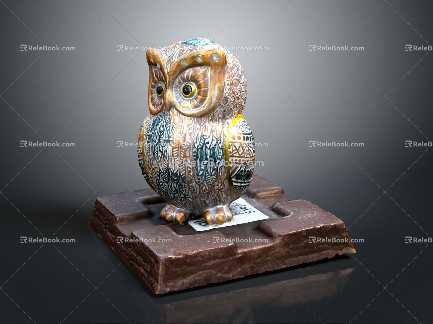 Owl grimace owl long-eared owl wulin owl monkey face owl carved owl 3d model