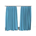 Soft Blue Curtains Hanging Elegantly On Window For Home Interior Design 3d model