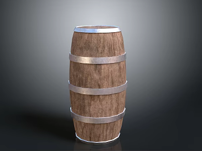 Rustic Wooden Barrel Design With Metal Hoops And Smooth Wooden Surface 3d model