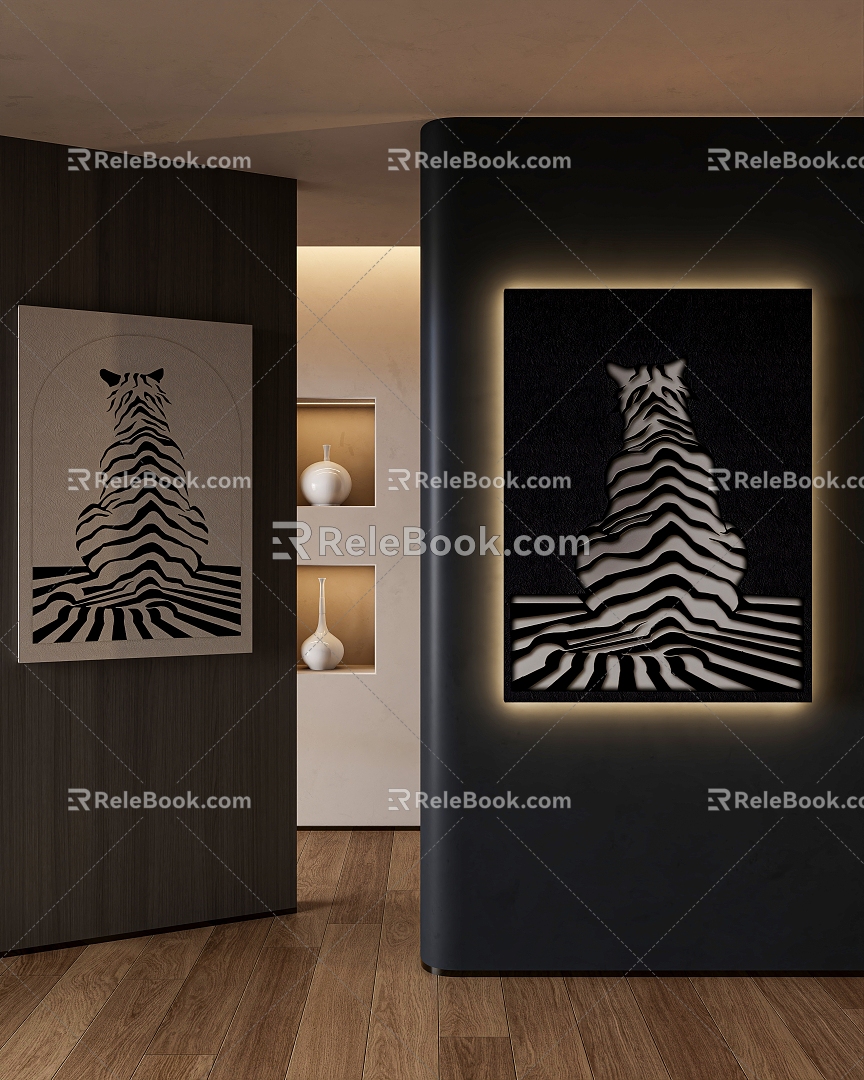 Modern porch decorative painting tiger 3d model