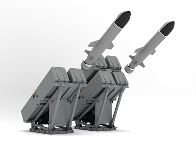 Advanced Military Missile Launcher System With Tilted Surface to Air Missiles 3d model