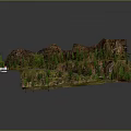Car Driving On Scenic Winding Mountain Road With Trees Terrain And Red Roof Building