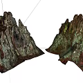 Natural Stone Wood Landscape Decor With Textured Surface And Mossy Green Details