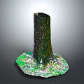 Natural Wooden Tree Stump Decorative Art With Green Silver Stone Base Design