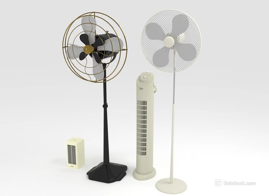 Modern Standing Air Cooler Fans With Different Designs And Styles For Home Use 3d model 