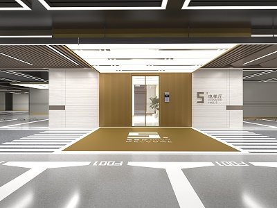 Underground Garage Parking Lot Elevator Hall Entrance Hall Entrance Hall Ceiling Door Head Parking Lot Pillar Parking Space Hanging Guide Plate 3d model