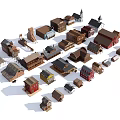 Miniature House Models Collection Featuring Various Architectural Styles Roofs And Colors 3d model