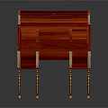Red Vintage Desk With Arched Top Gold Accents And Carved Legs