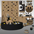 Fun Kids Playroom With Climbing Wall Ball Pit Panda Decorations And Wooden Toys