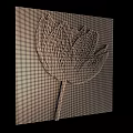 Flower Shaped Art Installation With Grid Pattern And 3D Structure On Black Background