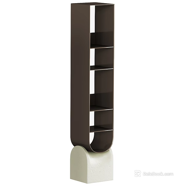 Modern Decorative Cabinet with Sleek Wooden Structure and Multiple Storage Shelves 3d model 