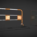 Orange and White Metal Barriers for Construction Safety Worn with Warning Signs