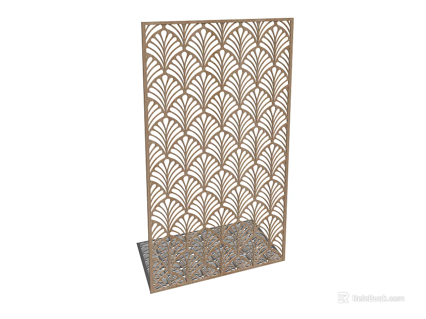 Elegant Decorative Room Divider With Intricate Geometric Pattern And Marble Base 3d model