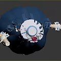 Game Movie Character In Blue Dress With White Hat Red Decoration Holding Ice Cream