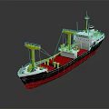 Red And White Cargo Ship With Yellow Cranes For Maritime Transportation