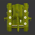 Green Tank 3D Model with Yellow Dots Tracks and Cannon 3d model