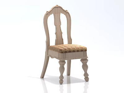 Classic Wooden Leisure Chair With Carved Backrest And Patterned Upholstered Seat 3d model