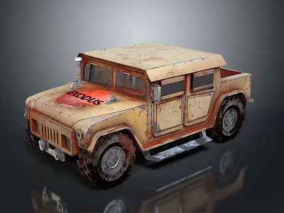 Vintage Texas Themed Off Road Truck With Rustic Metal Body Design 3d model