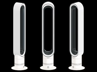 Three White Modern Bladeless Fans As Essential Daily Use Electrical Appliances 3d model