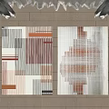 Modern square carpet abstract striped fabric carpet 3d model