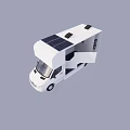 White Recreational Vehicle With Solar Panels On Roof And Open Door