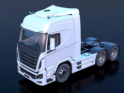 White Utility Truck Modern Cab Design With Chassis And Large Wheels 3d model