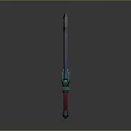 Fantasy Sword Weapon Design With Gradient Blade And Ornate Hilt Decorations