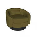 Cream Velvet Single Sofa With Round Back Curved Arms And Matching Pillow