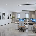 Modern Monitoring Room With Large Screen Workstations And Office Chairs