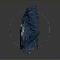 Blue Denim Jacket With Distressed Holes Stand Collar And Front Pockets 3d model