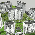 Residential Landscape With High Rise Buildings Lush Greenery And Modern Entrance Structure