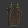 Commercial Equipment With Two Green Gas Cylinders In Brown Leather Case And Metal Valves
