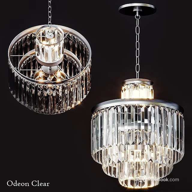 Modern Crystal Chandelier With Circular Frame And Illuminated Layered Pendant Details 3d model 