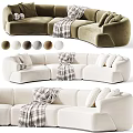Modern Sectional Sofa With Soft Fabric Plush Cushions Checkered Blanket And Color Options