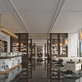 Elegant Hotel Lobby Interior With Marble Reception Desk Chandeliers Bookshelves And Sofas