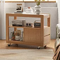 Wooden Storage Cart with Wheels for Teapot Vase Magazines Books Small Boxes in Living Room