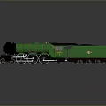Vintage Green Steam Train Model With Black Accents On Gray Background 3d model