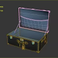 Vintage Open Suitcase With Blue Interior Compartment And Metal Latches Leather Trim