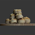 Freshly Baked Fluffy Golden Pastry Bites On Round Wooden Platter