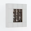 Modern White Built in Bookcase with Multiple Shelves and Decorative Items 3d model