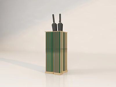 Modern Minimalist Decorative Ornament Set With Green Gold Column Holder And Two Black Accessories 3d model