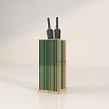 Modern Minimalist Decorative Ornament Set With Green Gold Column Holder And Two Black Accessories