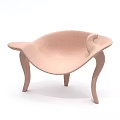Unique Modern Single Chair With Light Pink Fabric Curved Seat And Four Legs