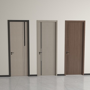 Swing door single door combination bedroom door wooden door 3d model