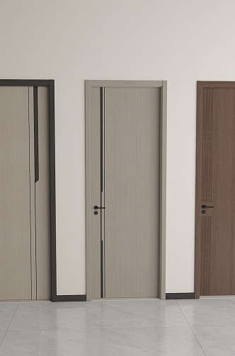 Swing door single door combination bedroom door wooden door 3d model