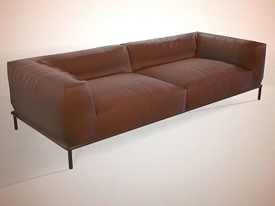 Brown Leather Sectional Sofa with Modern Metal Legs and Contemporary Styling 3d model