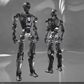 Modern Humanoid Robot Equipment With White Gray Body Front And Back View