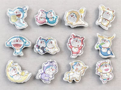 Inflatable Cartoon Stickers Featuring Doraemon Characters With Various Poses And Colors 3d model