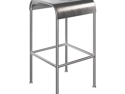 Modern Silver Metal Stool With Sleek Frame For Kitchen Or Bar Area 3d model