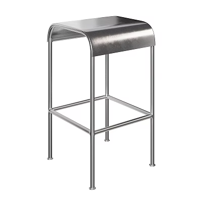 Modern Silver Metal Stool With Sleek Frame For Kitchen Or Bar Area 3d model